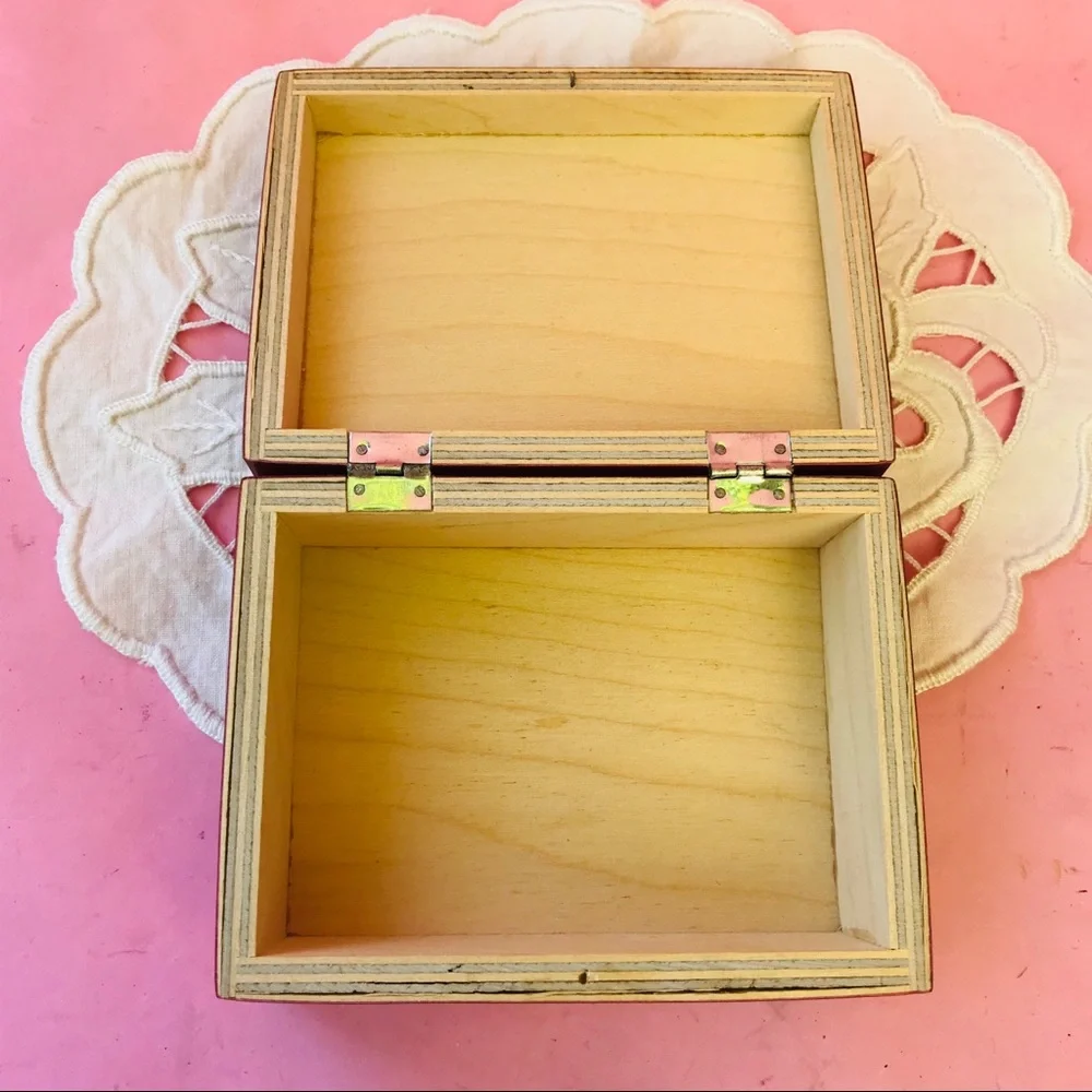 Vintage hand painted/hand made varnished wooden box